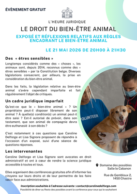 Exposé et réflexions relatifs aux règles encadrant le bien-être animal