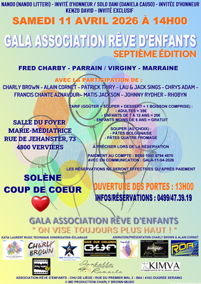 Image de l'événement Gala Association Rêve d'Enfants Septième Édition - Verviers