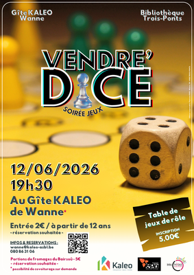 𝕍𝔼ℕ𝔻ℝ𝔼'𝔻𝕀ℂ𝔼 - soirée jeux de société