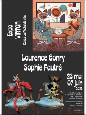 Expo aux caves à Virton : Laurence Gonry et Sophie Fautré.