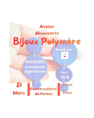 Image de l'événement Atelier Découverte Bijoux Polymère - Malèves-Sainte-Marie-Wastines