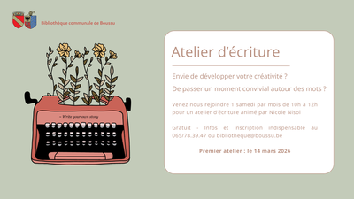Image de l'événement Atelier d'écriture - Boussu