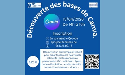 Image de l'événement Atelier EPN : Les bases de Canva - Neufchâteau