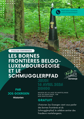 Image de l'événement Cycle de conférence: Les Bornes frontières et le Schmugglerpfad - Martelange