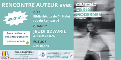 Image de l'événement Rencontre avec l'auteure Sofia Injoque Palla à la bibliothèque - Châtelet