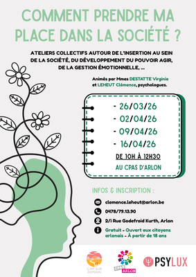 Image de l'événement Ateliers collectifs du Service Insertion Sociale (CPAS) - Arlon