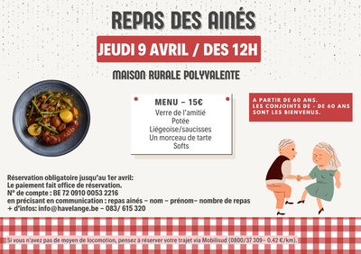 Image de l'événement Repas des ainés - Walhain