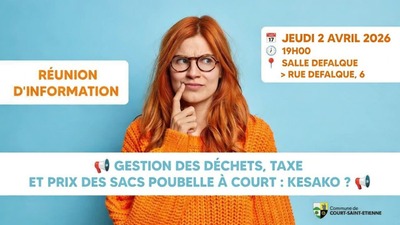 Image de l'événement 📢 Gestion des déchets, taxe et prix des sacs poubelle à Court : Kesako ? 📢 - Court-Saint-Etienne