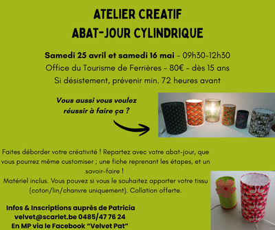 Image de l'événement Atelier créatif - Abat-jour cylindrique - Ferrières