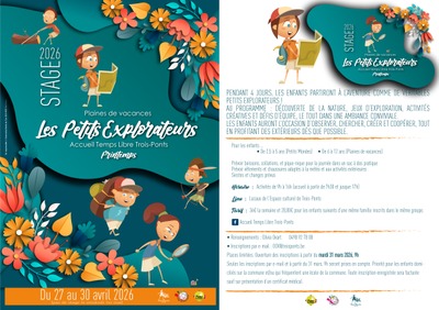 Image de l'événement Stage « Les Petits Explorateurs » - Trois-Ponts