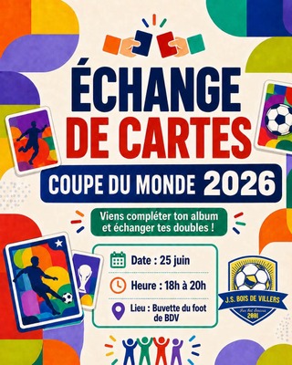 Echange de cartes de la Coupe du Monde de football 2026
