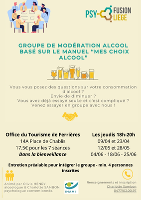 Image de l'événement Groupe de modération sur le thème de l'alcool - Ferrières